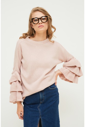 Pink bell sleeve sweater